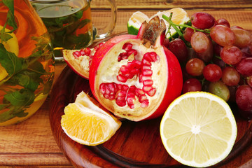 raw fruits served with tea