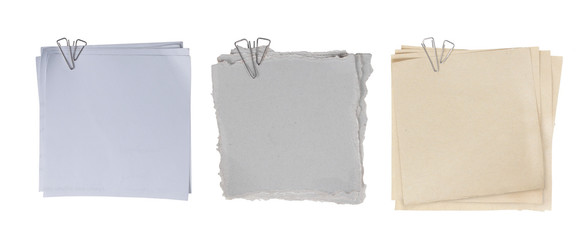 three different types of paper attached with paper clip