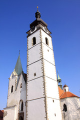 Fototapeta na wymiar Gothic deanery Church in town Pisek, Czech Republic