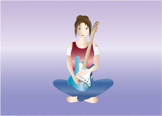 brown-haired girl with guitar ( background on separate layer )