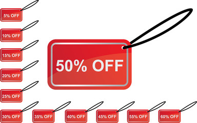 red discount sign set