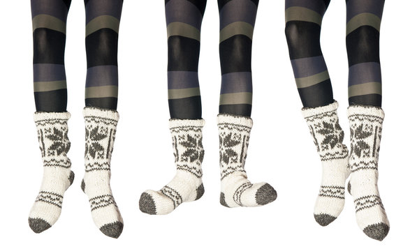 Studio Photo Of The Female Legs In Colorful Tights