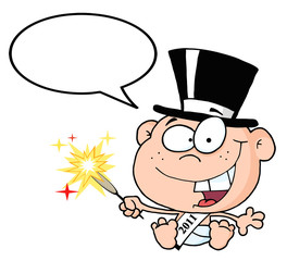 New Year Baby With Speech Bubble