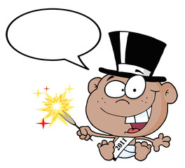 New Year African American Baby With Speech Bubble