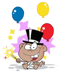 Naklejka premium African American New Year Baby