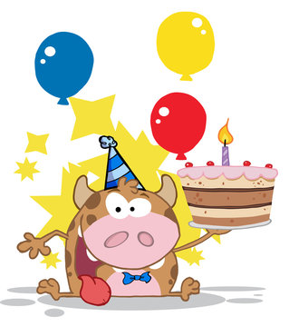 Birthday Calf Cartoon Character