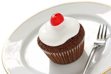 chocolate cupcake with cherry