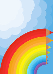 Colorful paint pencils vector background rainbow