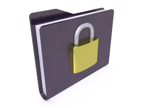black folder icon and padlock closed