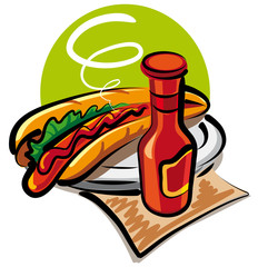 hot dog and ketchup