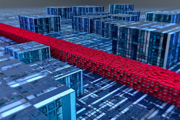 Obraz premium City - dead buildings, the world without a word.