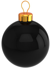 Black Christmas ball. Xmas bauble decoration (Hi-Res)