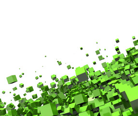 3D - Hintergrund - Flying Cubes Green 04