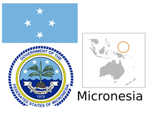 Micronesia flag national emblem map