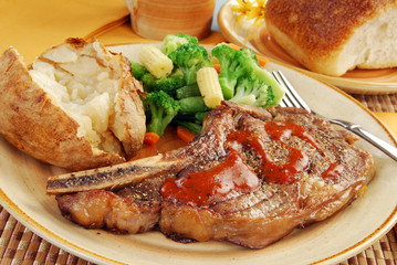 Juicy steak dinner