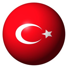 Turkey flag sphere isolated on white illustration