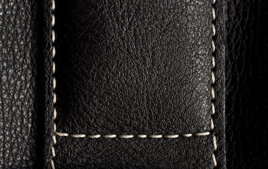 Détail de maroquinerie en cuir noir
