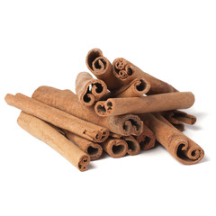 Cinnamon sticks isolated on white