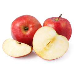 Naklejka na ściany i meble red apples isolated on the white background + Clipping Path
