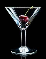 Sweet cherry in wine glass