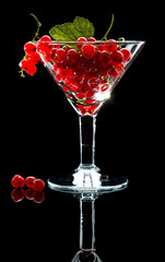 Wine glass full of red currant