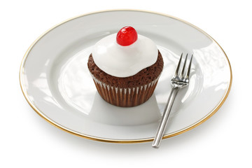 chocolate cupcake with cherry