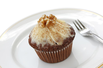 chocolate cupcake with walnuts