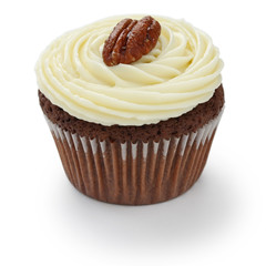 chocolate cupcake with pecan nuts