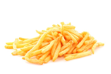 fried potatoes on white background
