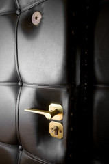 Open luxury leather door in retro style