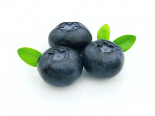 Ripe blueberry with leaves