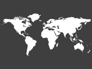 Fototapeta na wymiar white world map isolated on gray background