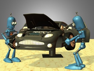 Fototapeta premium Roboter in der Fahrzeugmontage