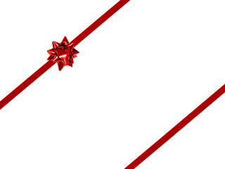 Red gift bow and ribbon - double stripped diagonal