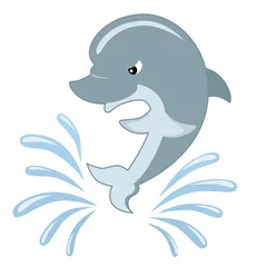 Muurstickers springende dolfijn © Genestro