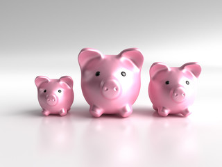 Three piggy bank - this is a 3d render illustration