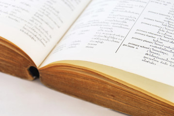 Fototapeta premium closeup of old paper dictionary book