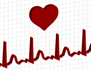 heart above an electrocardiogram graph