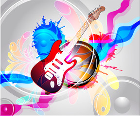 Illustration on a musical theme with electric guitar