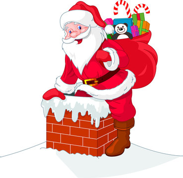 recommend clip art: Santa Claus descends the chimney
