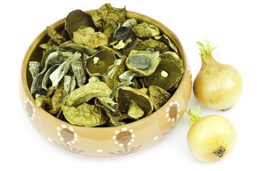 Dried mushroom and onions