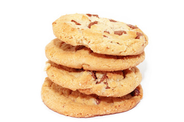 Fototapeta na wymiar cookies against a stack of chocolate chip cookies