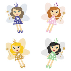 four elfs on white background