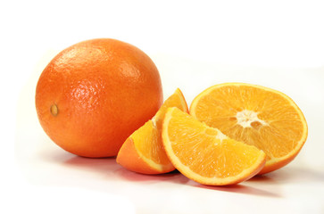 Fresh oranges on white background