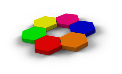 Obraz premium Bunte Sechskantfliesen