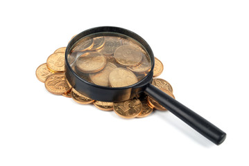 Magnifier and coins