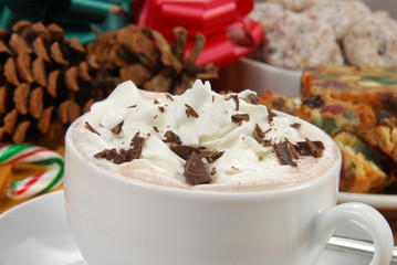 cup of rich hot chocolate with whipped cream