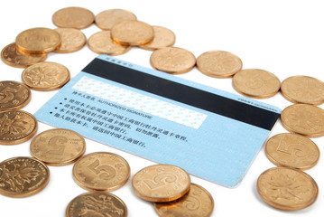 Credit card and coins