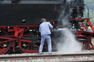 Kontrolle Dampflokomotive