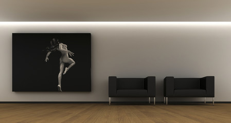 Stanza con quadro e poltrone